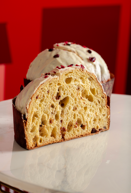 LIMITED EDITION Panettone Cioccolato Bianco, Lamponi, pasta di Mandorle profumata al Limone